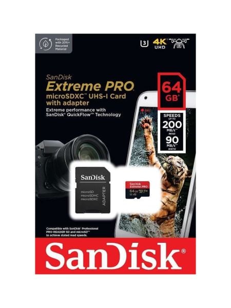 Sandisk Extreme Pro microSD UHS-I Card 64GB Hafıza Kartı